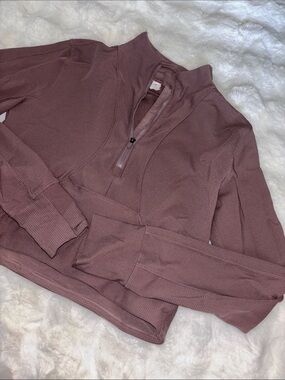 Women's Athletic Half-Zip Waffle Knit - Mauve